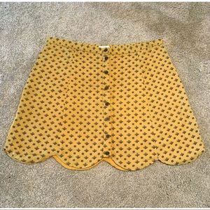 Scalloped Hem Mustard Yellow Skirt Urban Outfitter